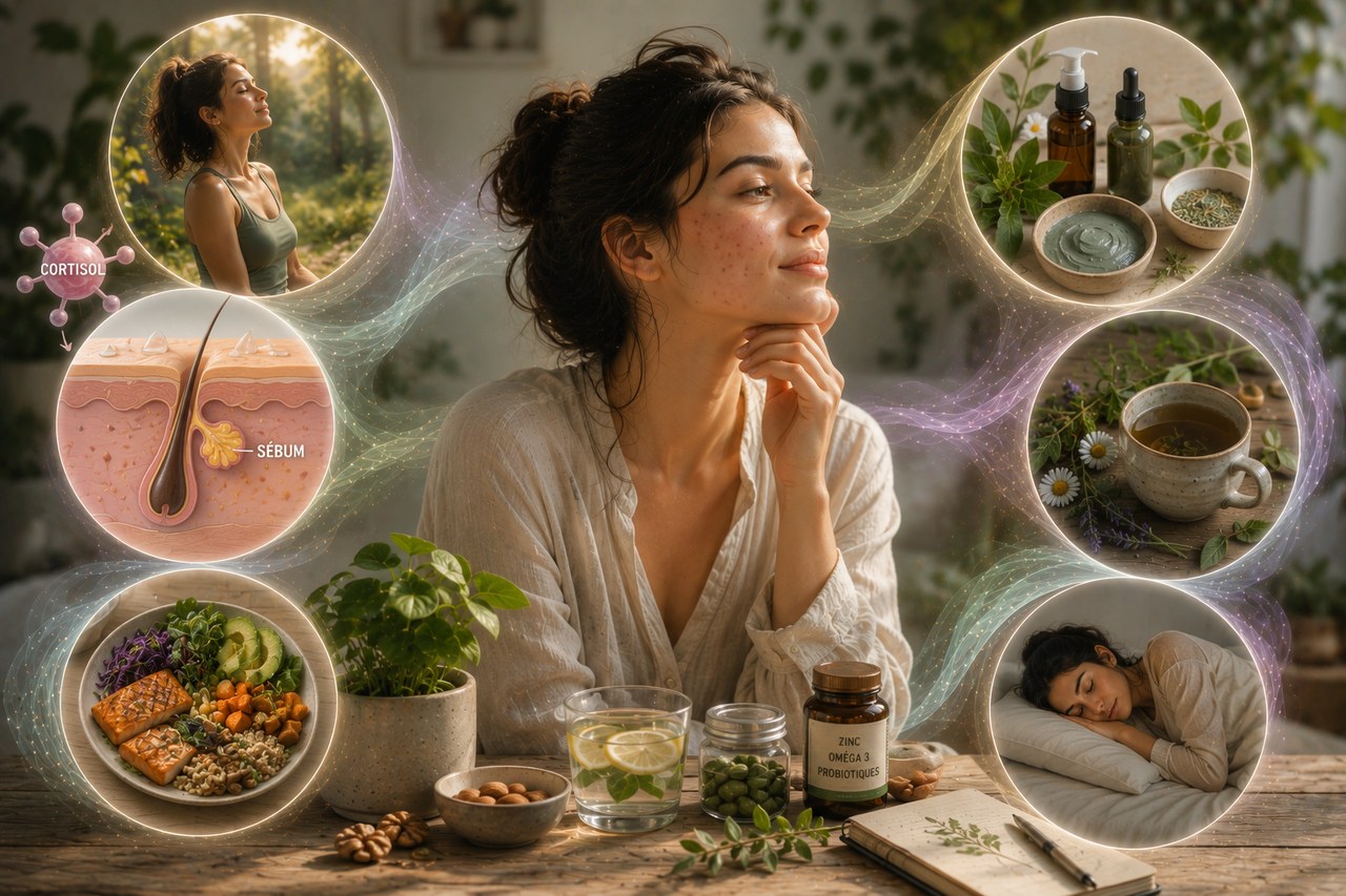 Stress et acné : comprendre le mécanisme cortisol-sébum et traiter naturellement